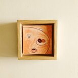 白文鳥の絵画｜原画「おやつの時間2」※ボックス額縁入りの画像