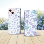 iPhone専用 手帳型スマホケース （カメラ穴あり/はめ込み式/スタンド機能付き）【スィートブルーローズⅡ】の画像