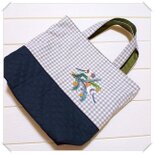 シマエナガ☆手刺繍のトートバッグの画像