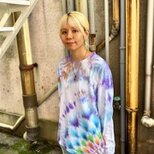 タイダイ 長袖 Tシャツ Mサイズ 曼荼羅 パープル×ブルー×ブラウン HD24-17の画像