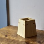 【 木工 】 ホワイトウッド端材 で作った 四角形のペン立て【C】　オイル仕上げ　無垢材　ペンスタンドの画像