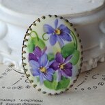 ヴィンテージ　スミレのお花（Blue&Purple）ブローチ　44×34㎜の画像