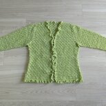 ＜夏糸＞若草色のカーディガン（ボタン付き）の画像