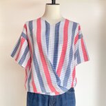 巻いて着る　2wayブラウス【送料込み】浴衣リメイク　レッドの画像