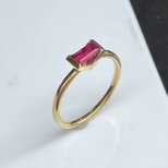 ルベライト　トルマリン　0.47ct　バゲットカット　V石座　シルバーSV925リングの画像