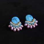 天然石のビジュピアス｜ターコイズの画像