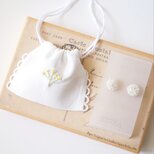 【special set】アンティークビーズ刺繍の巾着+ピアス01の画像