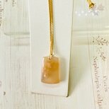 【ロングペンダント】桜瑪瑙（チェリーブロッサムアゲート・メノウ）天然石・台形・大き目・ゴールド♪