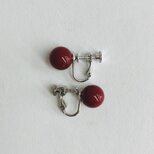 シェルビーズレッドイヤリング/約10mm/RED/made in japanの画像