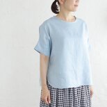 Tシャツ感覚でさらっと着られる リネンのワイドプルオーバーブラウス（ホリゾンブルー）TP34の画像