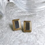 P673-【Stella & Dot】 ヴィンテージピアス U.S.A. Silver Tone Rectangularの画像