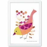 野の花に咲く鳥　鳥　花　送料無料 　イラスト　A4〜A0　ポスター　アートポスター　アートsei検索新着順　3534の画像