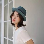 ラフィアハット、麦わら帽子 ロールエッジハッ 最高品質 夏用 大人 ストローハット、ミディアムブリム 日よけの画像