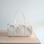 新作！☆しっかり帆布☆のボストンショルダーバッグ　《きなりM》の画像
