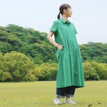 着こなし広がる 遠州織物 2wayシャツワンピース リネン混（グリーン） OP08