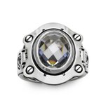 メカニカルリング/クリア/黒/シルバー925 つけっぱなし/シルバーアクセサリー/30号以上/fc297