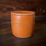 《円筒型／内張りあり》レザー収納ボックス（コニャック）