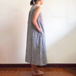 リネンワンピース・グレー 薄手で柔らか夏のお出掛けにぴったり 裏地付きの画像