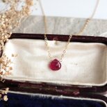 【14kgf】ルビーのマロンカットネックレス＊7月誕生石