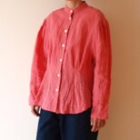 LINEN タックブラウス *ピンク* size Mの画像