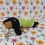 愛犬のイニシャルチクチクしますよ　ダックスフンド 羊毛フェルトの画像