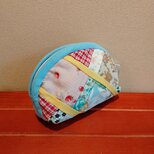 綿　パッチワーク楕円型ポーチ（中）の画像