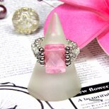 （再販）ジルコニア・ローズピンクリング（キュービックジルコニア ビーズリング）《ビーズアクセサリー》の画像