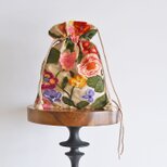 数量限定！チュールフラワー刺繍3way巾着ショルダーバッグ　マルチカラーの画像