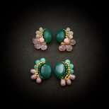 A 天然石クラスターピアス（グリーンオニキス）の画像