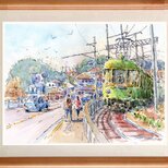 水彩画原画　江ノ電・小動岬から七里ヶ浜へ　＃671の画像