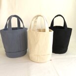 倉敷帆布のバケツバッグ　モノクロ