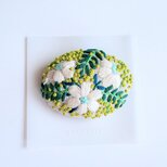 ミモザとお花の刺繍ブローチ・botanical#382の画像