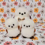 ポンポンで作った♥シマエナガ3体セットの画像