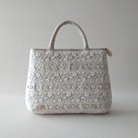 indian ribbon & button linen toteの画像