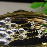 透明感だけの クリスタル(水晶) ドロップ＆マーキス ブリオレットカット 14kgf ピアス 4月誕生石の画像