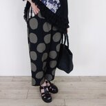 まるドットと3WAY・ブロックチェック裾のコットンリネンサルエルパンツの画像
