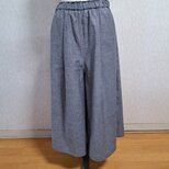 コットン　フレアーパンツ　ガウチョパンツ　ダンガリー　ブラック　黒　Lサイズの画像