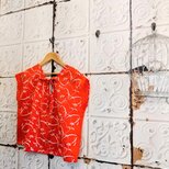 ボタニカル刺繍コットン後ろリボンブラウスの画像
