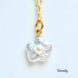 【フィオーレ】淡水真珠のお花のペンダント〜silver925/18KGP 6月誕生石の画像