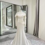 フランス風 ウェディングドレス オフショルダー マーメイドライン 大人っぽい 結婚式の画像
