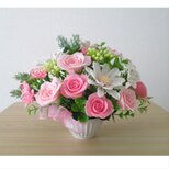フェルトの花＊ベビーピンクローズ＊天使のフェルトフラワー アレンジメント 結婚祝い 出産祝い ブライダルの画像