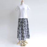 国産リップル生地＊真夏のキュロットスカート（black&white flowers）の画像