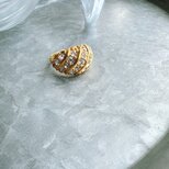 RA130-【 AVON 】エイボン・ヴィンテージリング 1980s Cubic Zirconia Gold Toneの画像