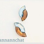 【 スワロフスキー Eclipse 2色　スモークトパーズ 　茶　＆アクアマリン　イヤリング】水色　茶　大２１ｍｍの画像