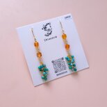 14KGF カーネリアンとターコイズのつぶつぶピアス イヤリングの画像