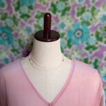 ハート 淡水パールとカラフル天然石のショートネックレスの画像
