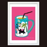 カップでジュース　ゾウ　送料無料 　イラスト　たのしくなるお部屋　ポスター　アートポスター　アートsei検索新着順　3449の画像