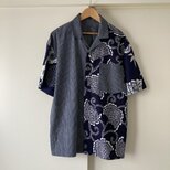《訳あり20％OFF》浴衣のアロハシャツ　パッチワーク　鶏頭の画像