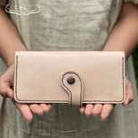 【刻印無料】レザー長財布 牛ヌメ革 お札もコインもカードもたっぷり入る本革レディース／メンズ財布