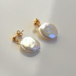コイン型淡水パールのイヤリング（真鍮製イヤリング他金具変更可能）◆送料無料♪iの画像